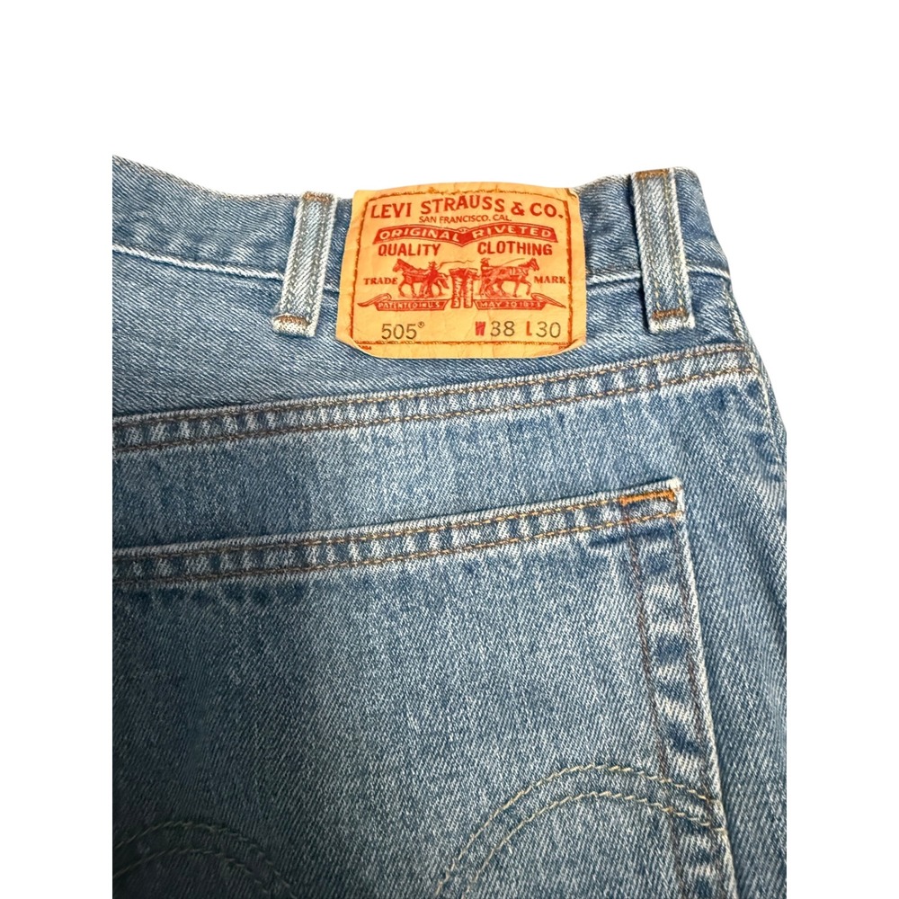 Levis 505 Regular Fit Mens Light Wash Blue Denim Jeans W38 L30 Straight Leg
